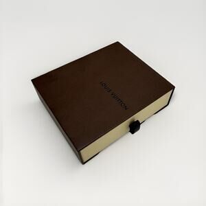 Authentic Louis Vuitton Empty Drawer Storage Box Vintage Brown Leather Pull Tab